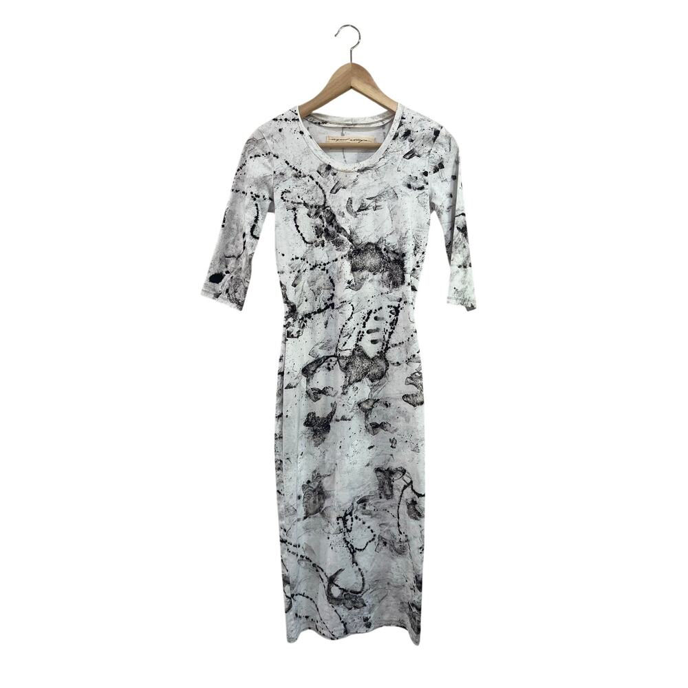 Raquel Allegra Marble Print Lagenlook Abstract T Shirt Midi Dress Size 0